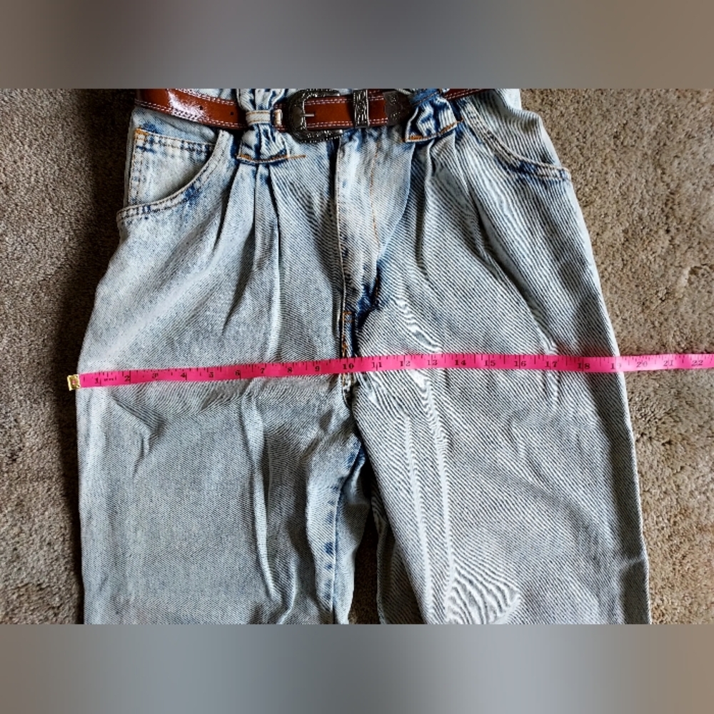 Vintage 80s Jordache Bow Detail Overall Jumpsuit with Western Belt - Picture 10 of 16